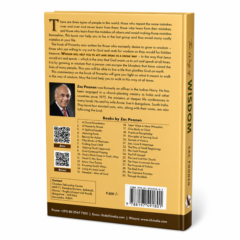 The Way of Wisdom by Zac Poonen | Proverbs Commentary Hardcover Book