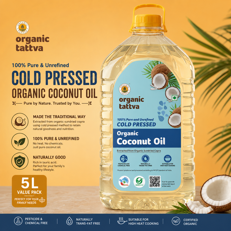 Cold Pressed Coconut Oil 5 Litre by Organic Tattva
