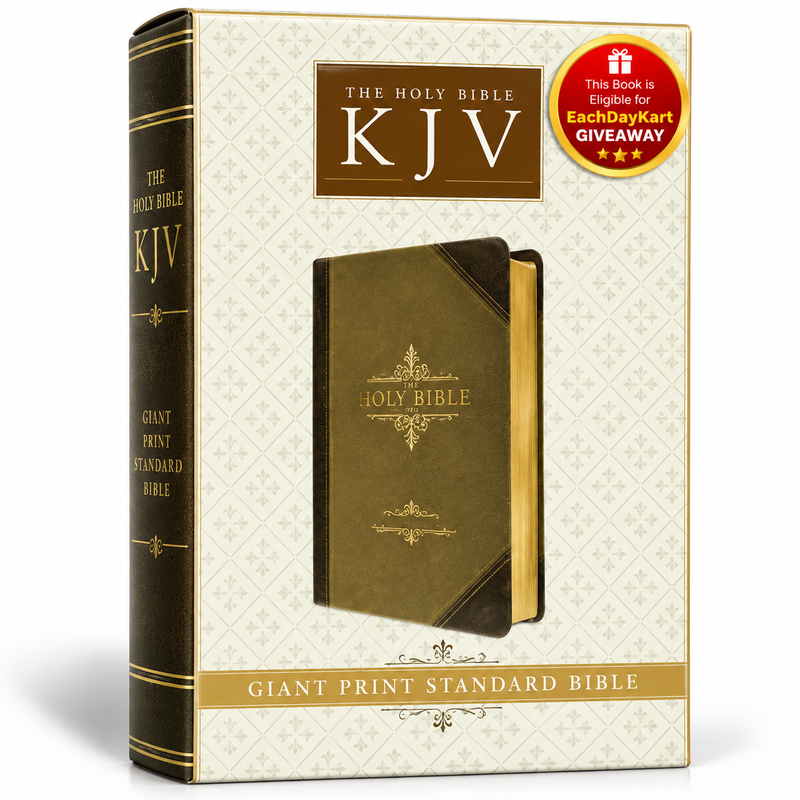 KJV Holy Bible Giant Print Mark Brown Two Tone Faux Leather English Bible