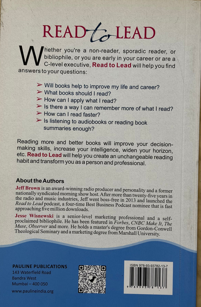 Read To Lead By Jeff Brown And Jesse Wisnewski Catholic Self Development Book EachDayKart