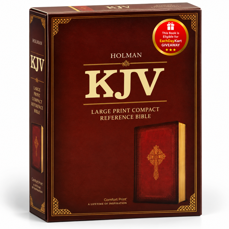 KJV Large Print Compact Reference Bible Celtic Cross Crimson LeatherSoft Red Letter English Bible