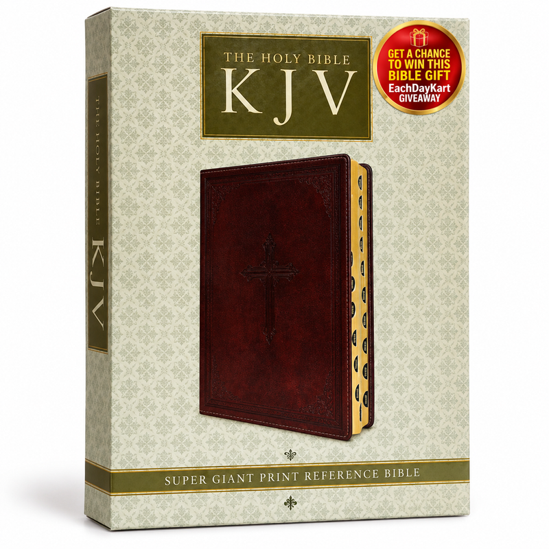 KJV Holy Bible Super Giant Print Thumb Index Burgundy Imitation Leather English Bible