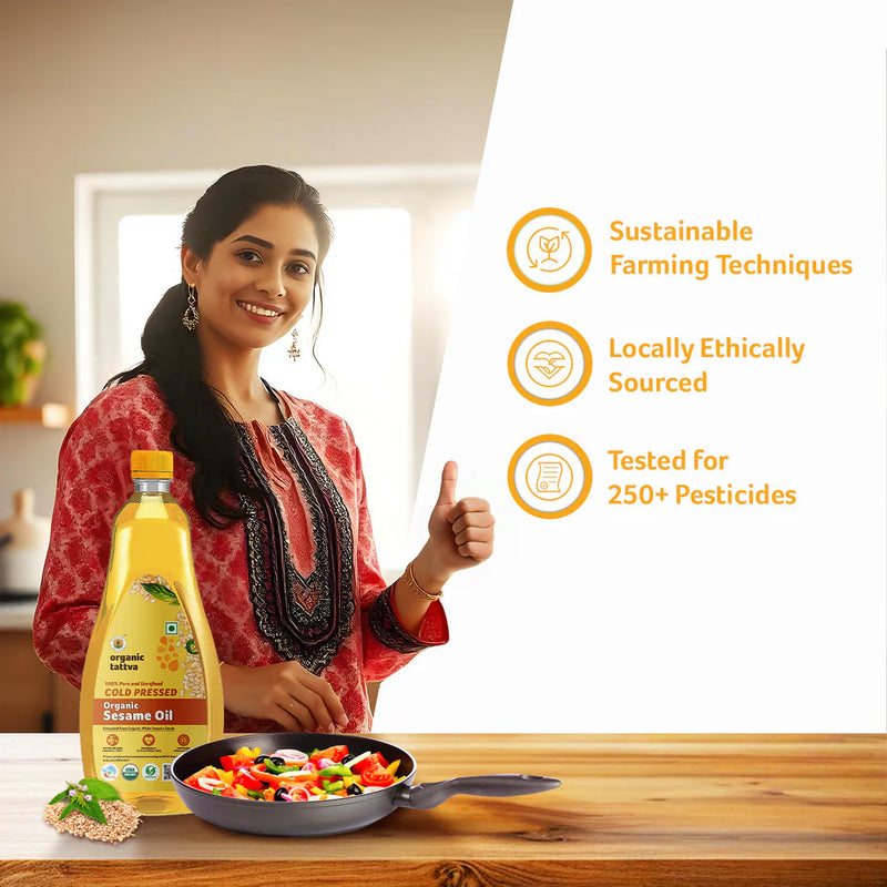 Cold Pressed Sesame Oil 1 Litre by Organic Tattva