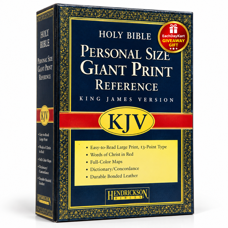 KJV Personal Size Giant Print Reference Bible Burgundy Imitation Leather Red Letter English Bible