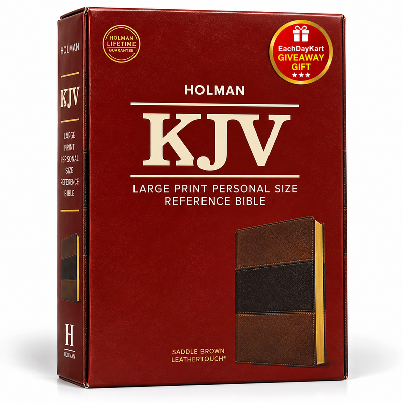 KJV Large Print Personal Size Reference Bible Saddle Brown LeatherSoft Red Letter English Bible