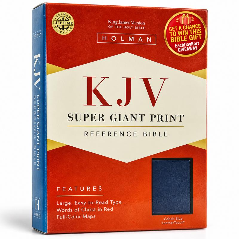 KJV Super Giant Print Reference Bible Cobalt Blue Hardcover 18 Point English Bible