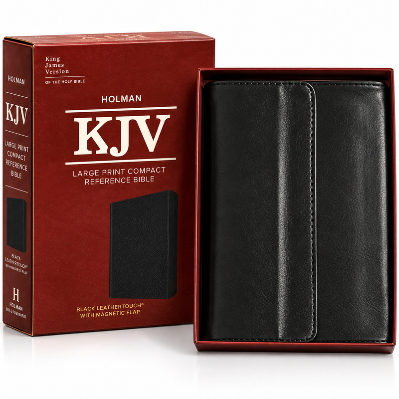 KJV Compact Reference Bible Black Bonded Leather Magnetic Flap Red Letter English Bible