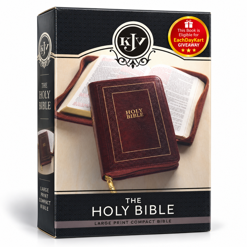 KJV Large Print Compact Bible Burgundy Faux Leather with Zipper