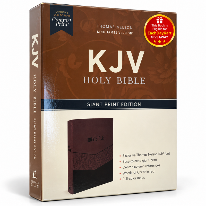 KJV Giant Print Center Column Reference Bible Brown LeatherSoft
