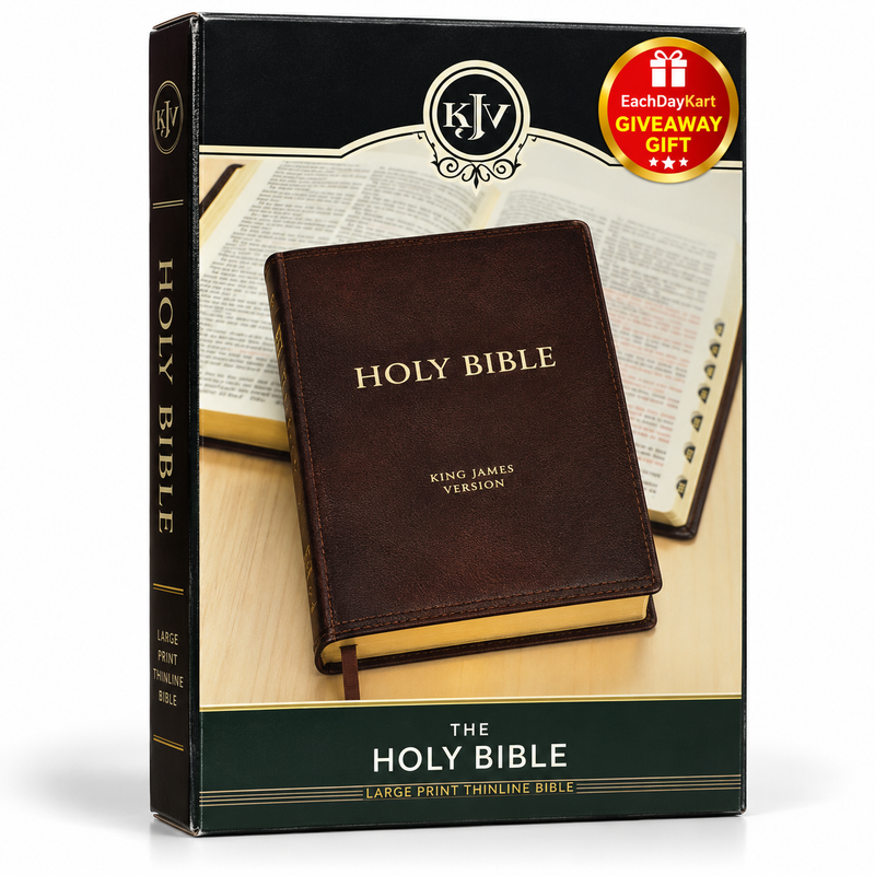 KJV Holy Bible Thinline Large Print Thumb Index Burgundy Imitation Leather English Bible