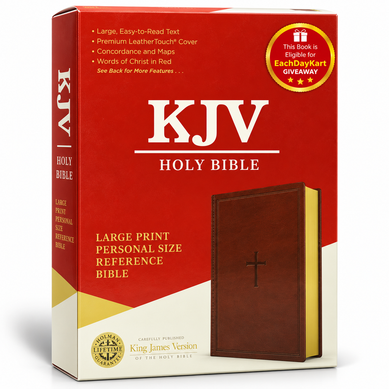 KJV Large Print Personal Size Reference Bible Brown LeatherTouch Red Letter