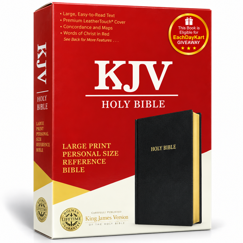 KJV Large Print Personal Size Reference Bible Black LeatherTouch Red Letter