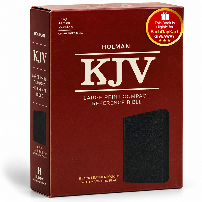 KJV Compact Reference Bible Black Bonded Leather Magnetic Flap Red Letter English Bible