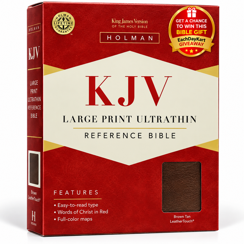KJV Large Print Ultrathin Reference Bible British Tan LeatherSoft Black Letter English Bible