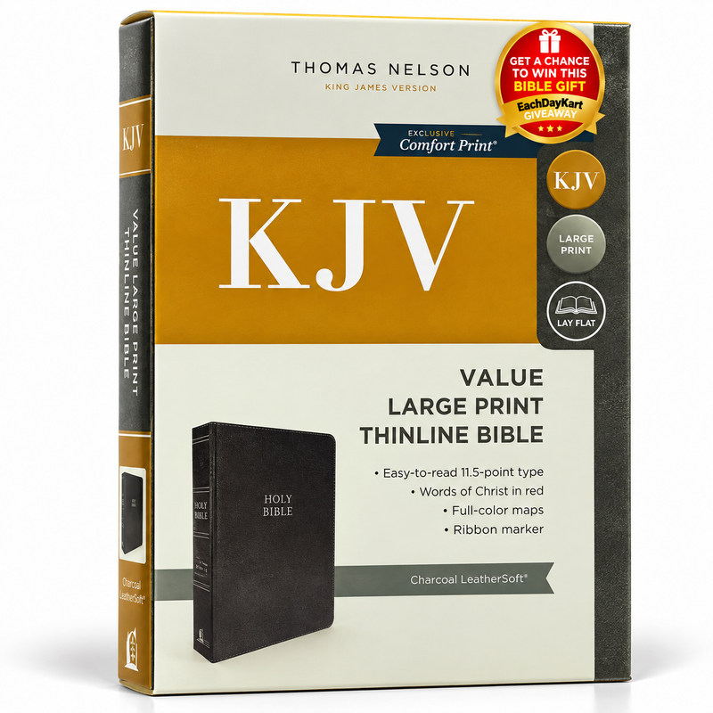 KJV Holy Bible Value Large Print Thinline Gray LeatherSoft Red Letter Comfort Print English Bible