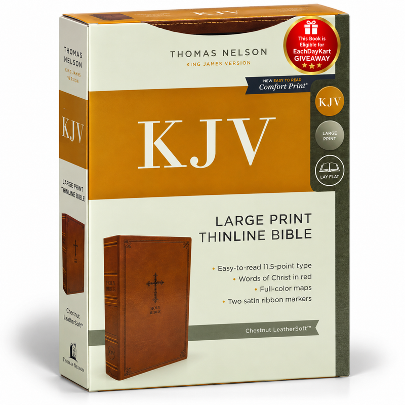KJV Holy Bible Large Print Thinline Brown LeatherSoft Red Letter Comfort Print English Bible