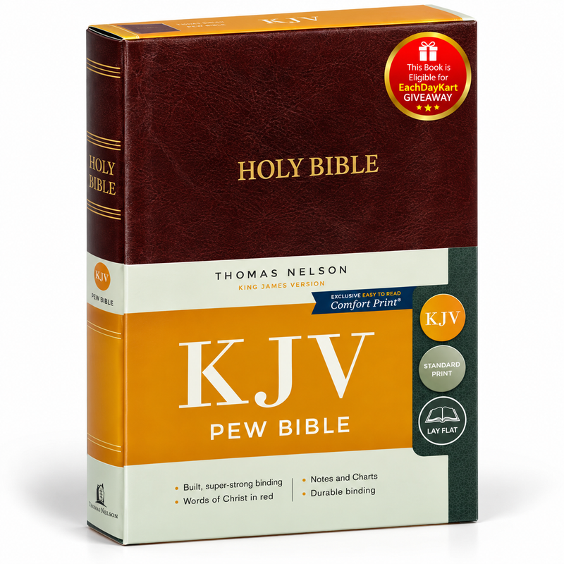 KJV Pew Bible Hardcover English Holy Bible with Bible Promises and Study Features