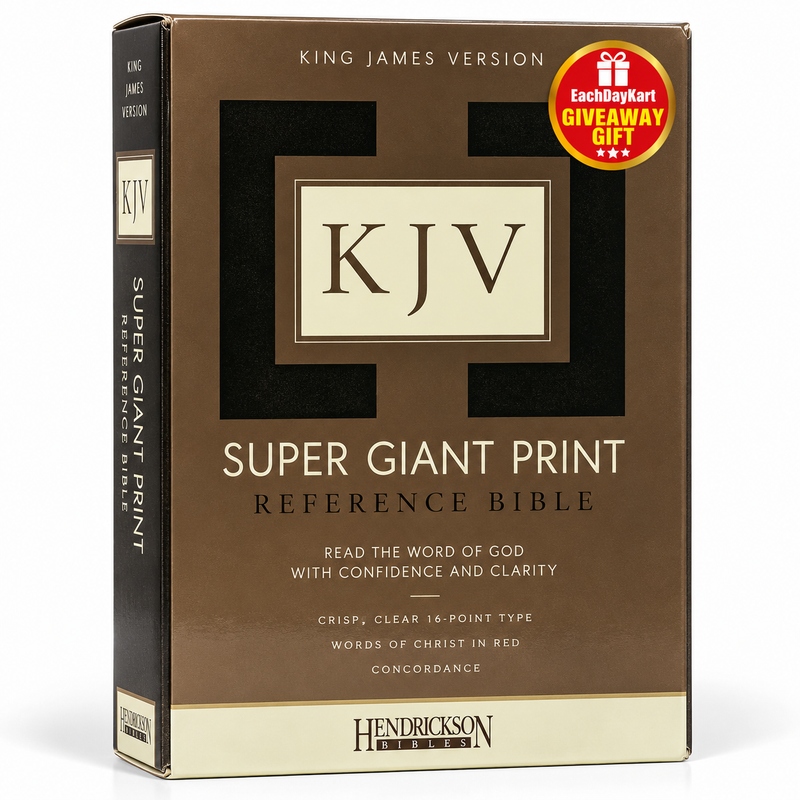 KJV Super Giant Print Reference Bible Black Imitation Leather Indexed Red Letter English Bible