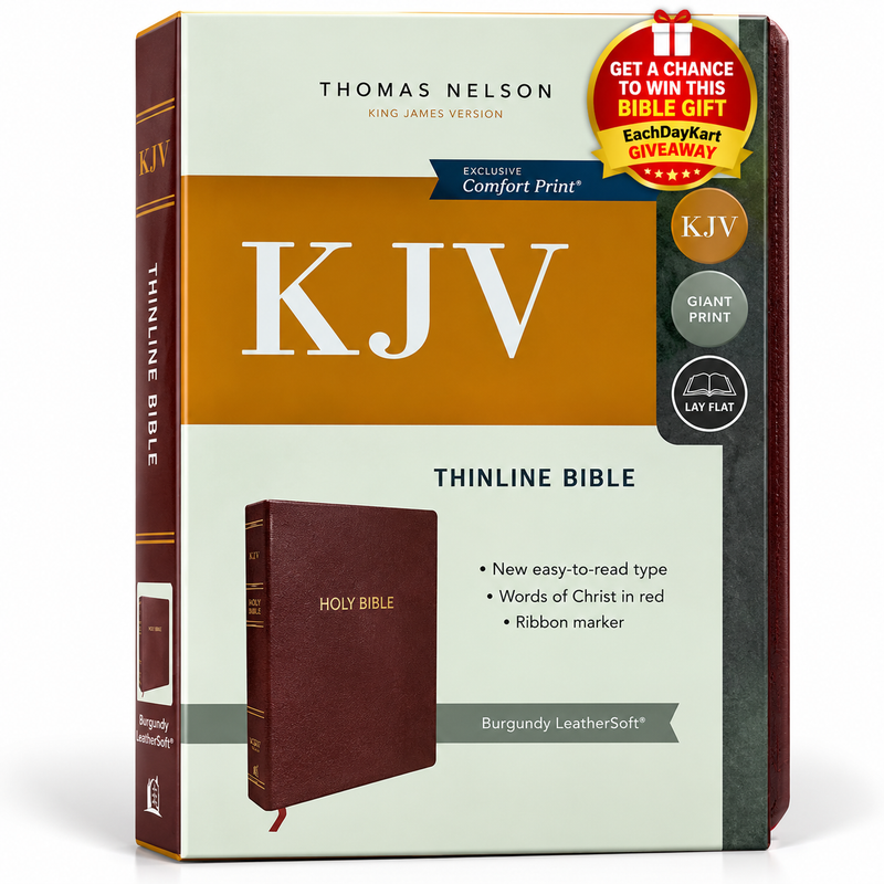 KJV Thinline Bible Large Print Burgundy LeatherSoft Comfort Print English Bible