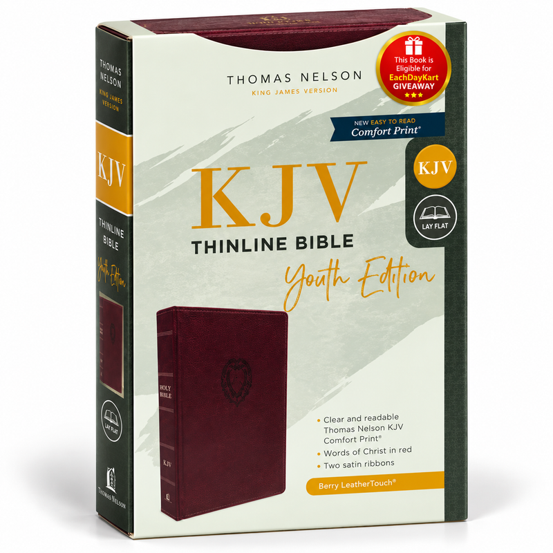 KJV Holy Bible Thinline Youth Edition Purple LeatherSoft Red Letter Comfort Print
