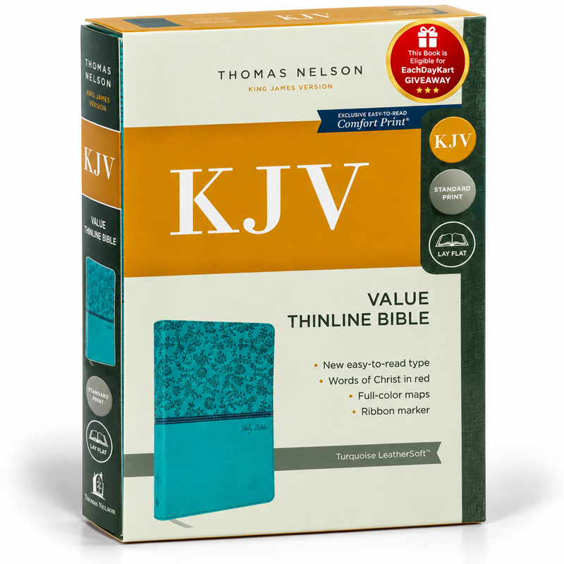 KJV Holy Bible Value Thinline Green LeatherSoft Red Letter Comfort Print English Bible