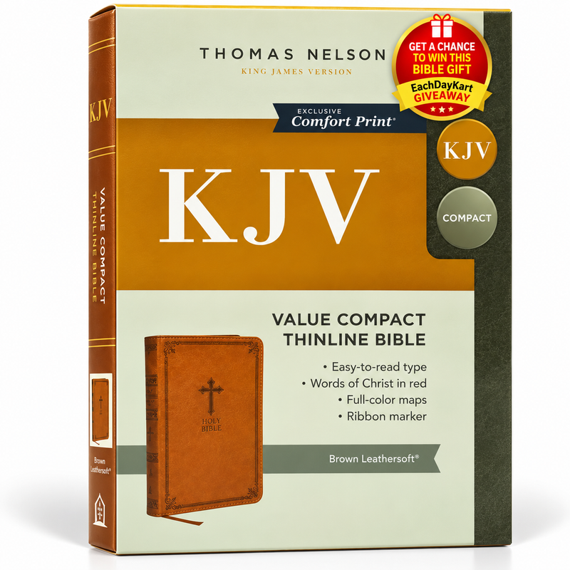 KJV Holy Bible Value Compact Thinline Brown LeatherSoft Red Letter Comfort Print English Bible