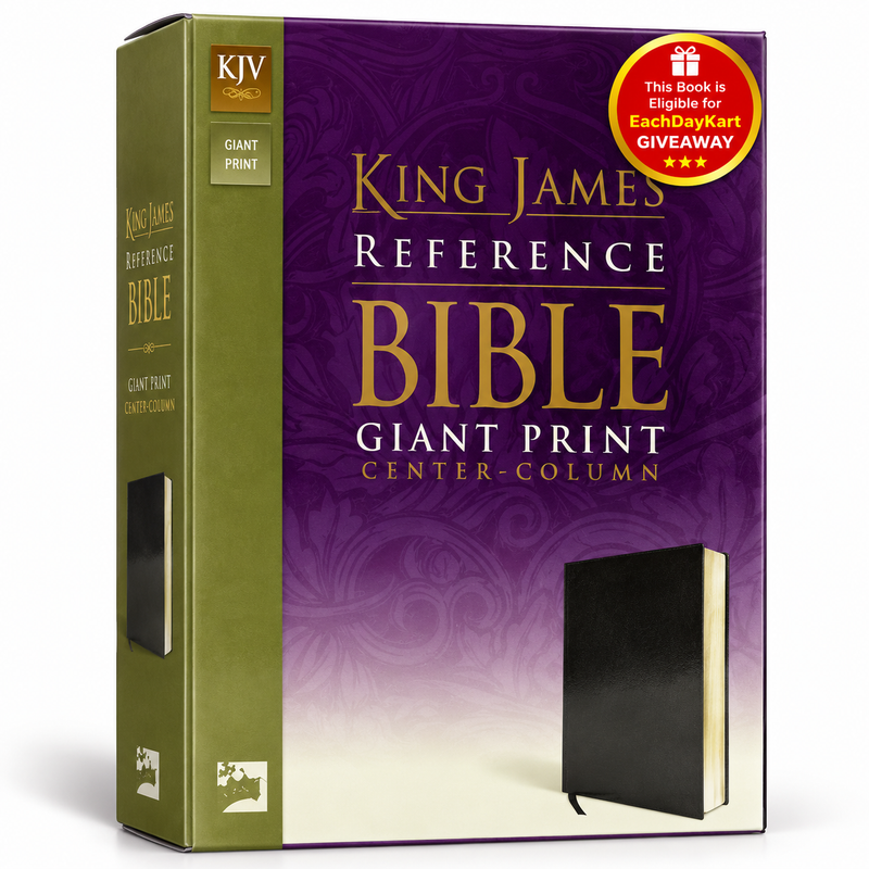 KJV Giant Print Reference Bible Black LeatherSoft English Christian Books