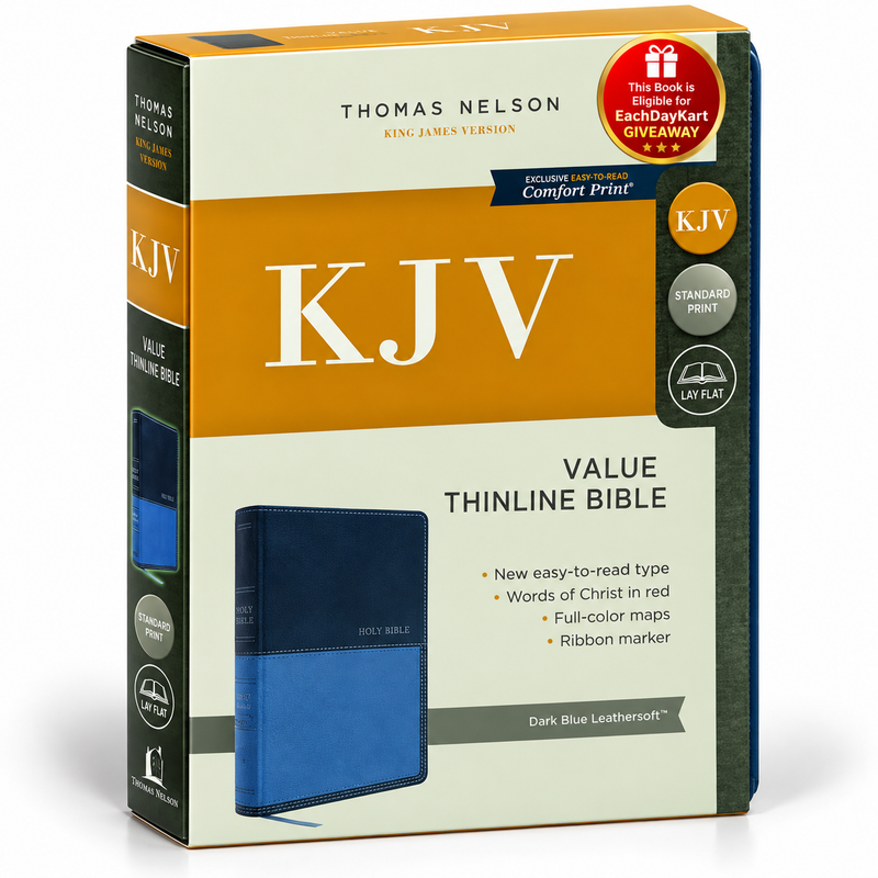 KJV Holy Bible Value Thinline Blue LeatherSoft Red Letter Comfort Print English Bible