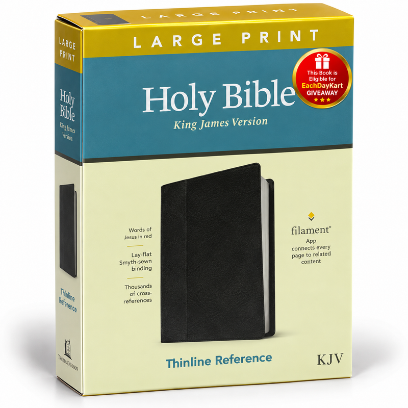 KJV Large Print Thinline Reference Bible Filament Enabled Bonded Leather English Bible