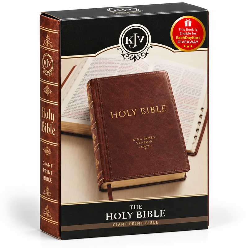 KJV Holy Bible Giant Print Saddle Tan Imitation Leather Red Letter English Bible