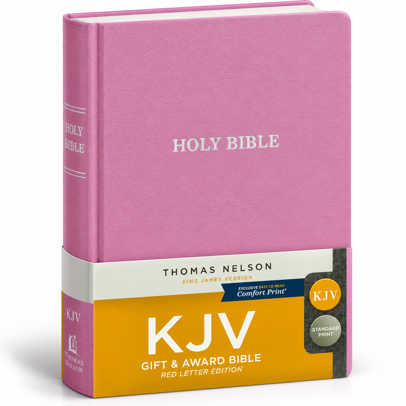 KJV Gift and Award Bible Pink Imitation Leather Red Letter English Bible