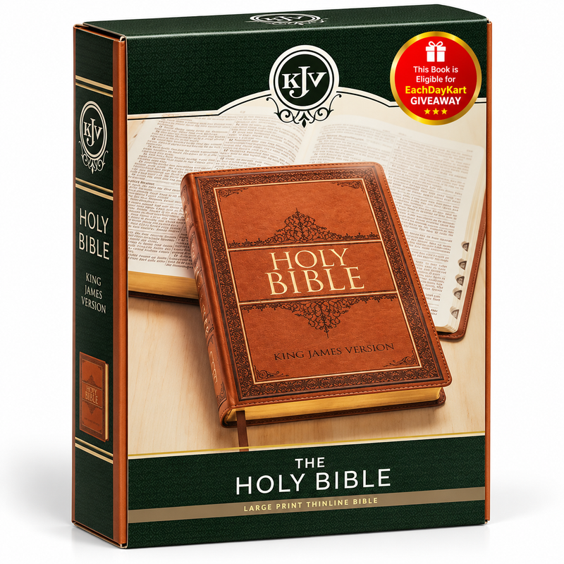 KJV Holy Bible Thinline Large Print Tan Imitation Leather Red Letter English Bible