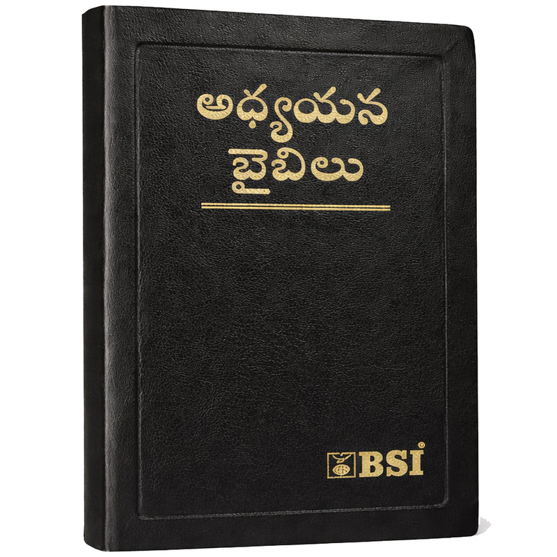 Telugu Study Bible by The Bible Society of India – Black Color | Leather Bound | Telugu Bible