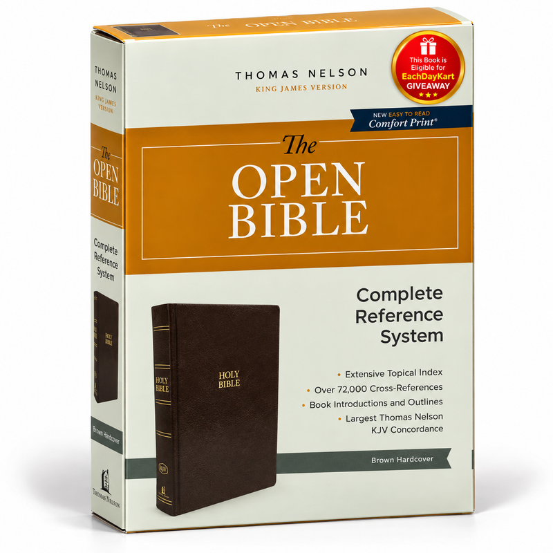 KJV Open Bible Brown Hardcover Complete Reference System Red Letter Comfort Print English Bible
