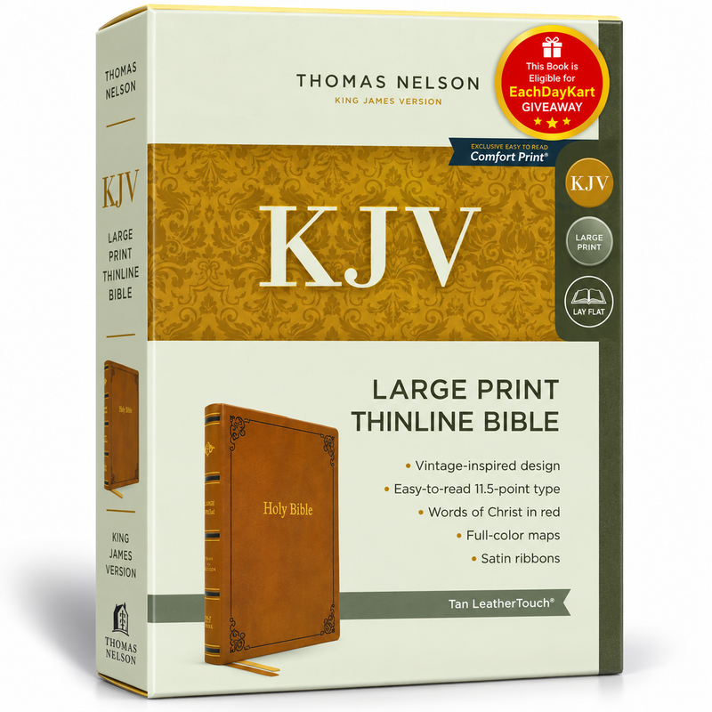 KJV Thinline Bible Large Print Vintage Series Leathersoft Tan Red Letter Comfort Print