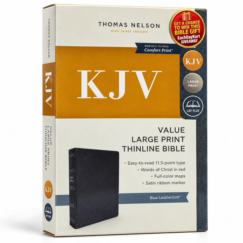 KJV Holy Bible Value Large Print Thinline Blue LeatherSoft Red Letter Comfort Print English Bible