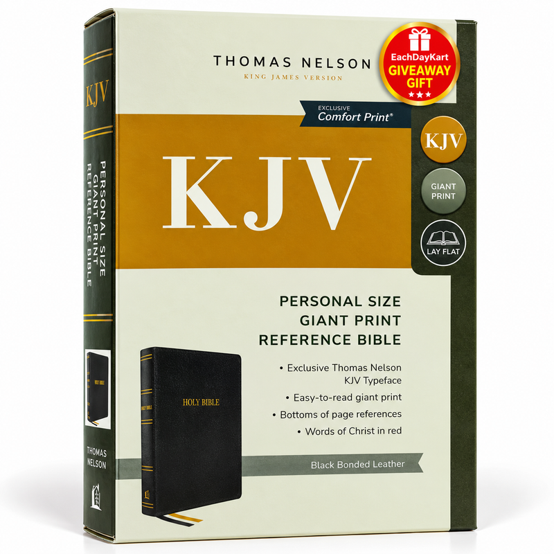 KJV Holy Bible Personal Size Giant Print Reference Bonded Leather Red Letter English Bible