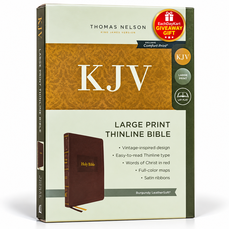 KJV Holy Bible Large Print Thinline Brown LeatherSoft Red Letter Comfort Print English Bible