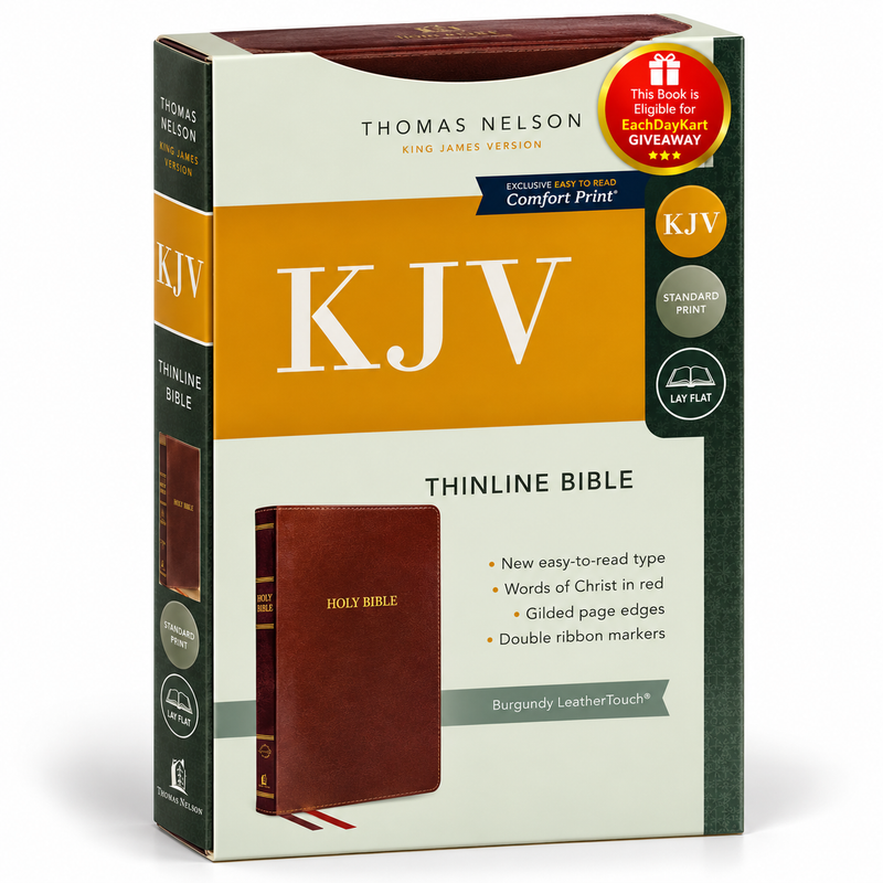 KJV Thinline Bible Imitation Leather Red Letter English Bible by Thomas Nelson