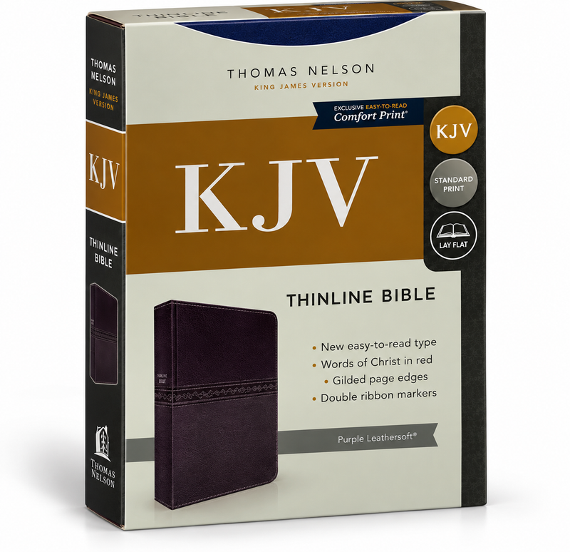 KJV Thinline Bible LeatherSoft Red Letter Double Ribbon Markers English Holy Bible