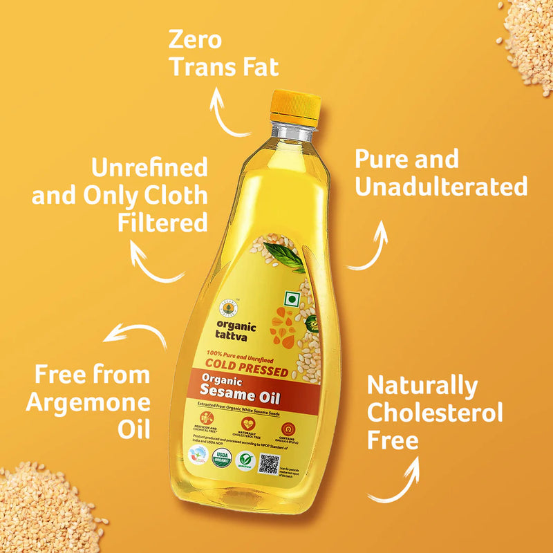Cold Pressed Sesame Oil 1 Litre by Organic Tattva