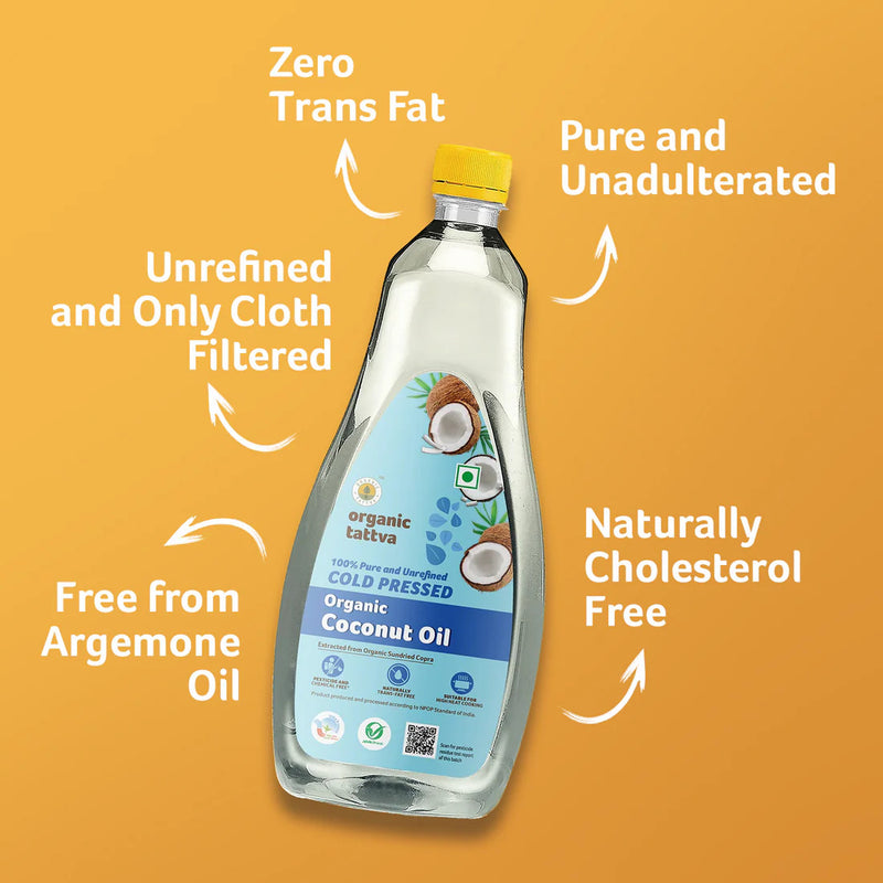 Cold Pressed Coconut Oil 1kg by Organic Tattva