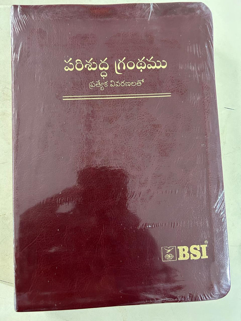 Telugu Bible OV Enhanced Red Letter Edition | BSI Version 2026 Reference Bible | Burgundy PU Soft Leatherbound | Old & New Testament