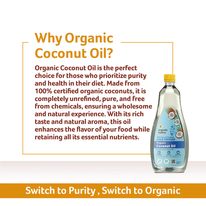 Cold Pressed Coconut Oil 1kg by Organic Tattva