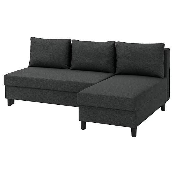 IKEA Alvdalen 3 seat sofa bed with chaise longue knisa dark grey
