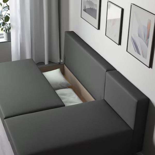 IKEA Alvdalen 3 seat sofa bed with chaise longue knisa dark grey