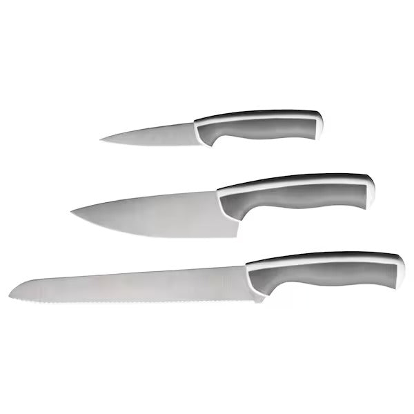 IKEA Andlig 3 piece knife set light grey white