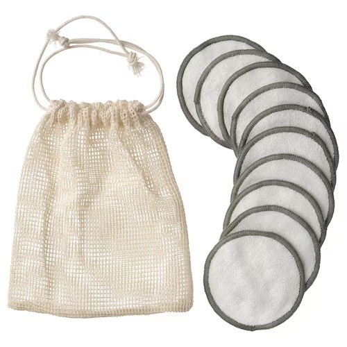 IKEA AKERRATTIKA Reusable cleansing pads with bag, white/green | IKEA Spa accessories | IKEA Home textiles | Eachdaykart