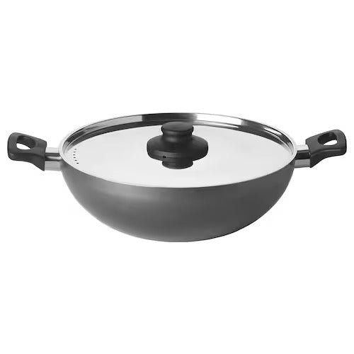 IKEA ALTICKA Kadai wok with lid, grey | IKEA Woks | IKEA Frying Pans & Woks | Eachdaykart