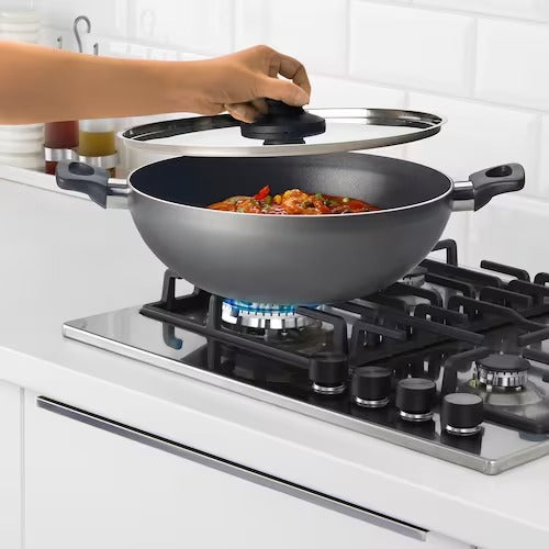 IKEA ALTICKA Kadai wok with lid, grey | IKEA Woks | IKEA Frying Pans & Woks | Eachdaykart